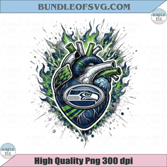 Seattle Seahawks Heart PNG Football Seahawks Anatomical Heart