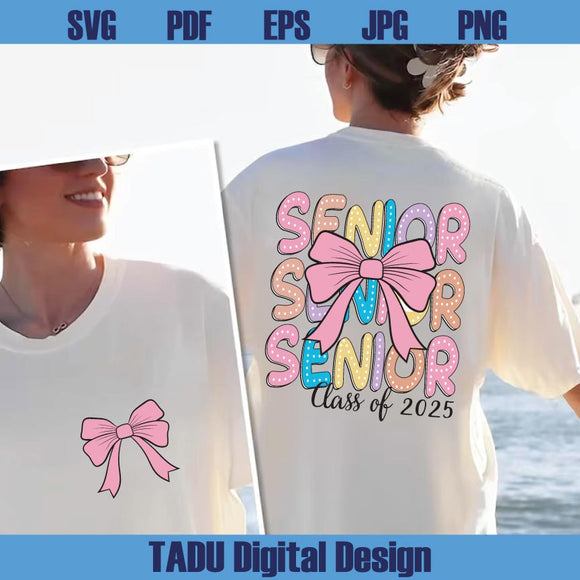 Senior 2025 Png Coquette Bow Graduation Svg Class of 2025 Png