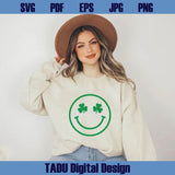 Shamrock Smiley Face Svg Happy St Patricks Smiley Clover Face Svg