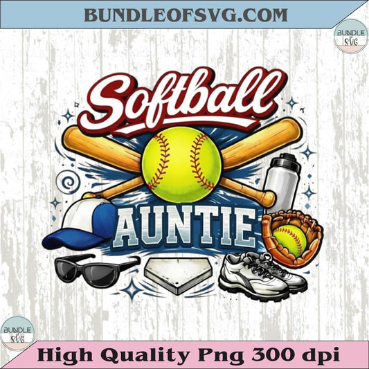 Softball Auntie PNG Design Vintage Softball Aunt Shirt Graphic