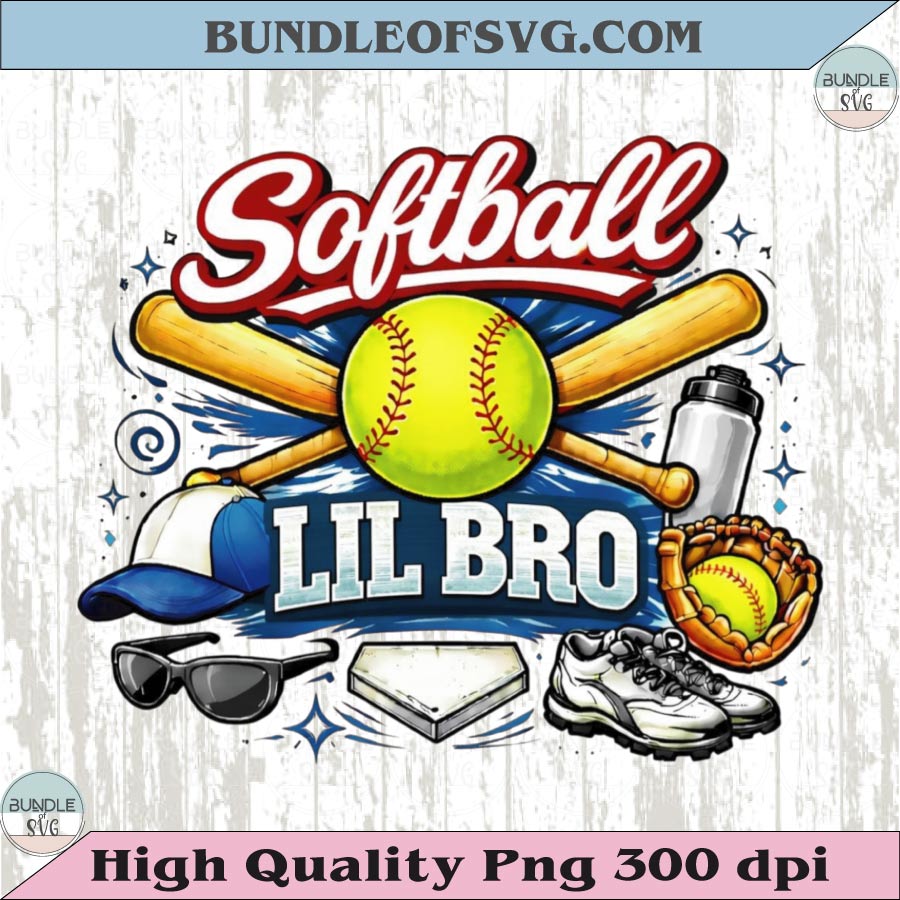 Softball Lil Bro PNG Design Softball Brother Shirt Family Softball