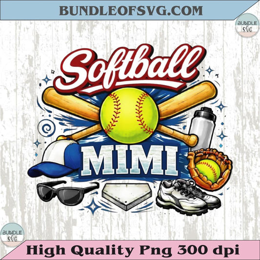 Softball Mimi PNG Design Softball Grandma Shirt Graphic Mimi Softball