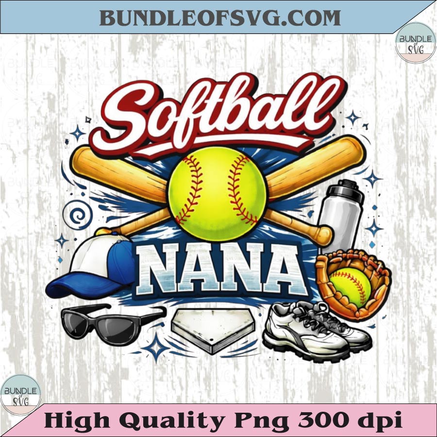 Softball Nana PNG Design Softball Grandma Shirt Graphic Nana Softball