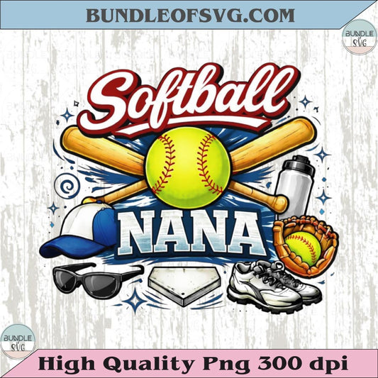 Softball Nana PNG Design Softball Grandma Shirt Graphic Nana Softball