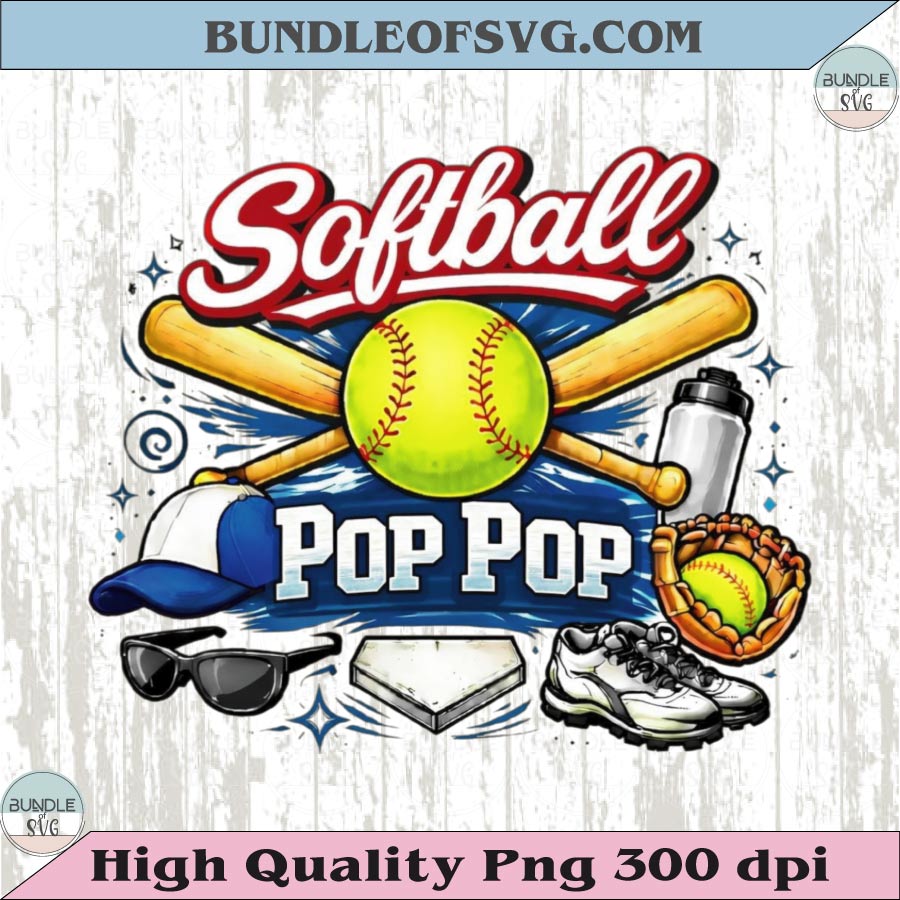 Softball Pop Pop PNG Design Vintage Softball Gandpa Shirt Graphic Dtf