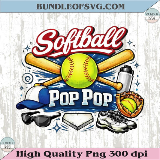 Softball Pop Pop PNG Design Vintage Softball Gandpa Shirt Graphic Dtf