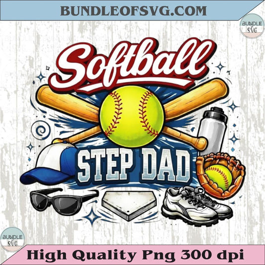 Softball Step Dad PNG Design Vintage Softball Step Dad T-Shirt Dtf