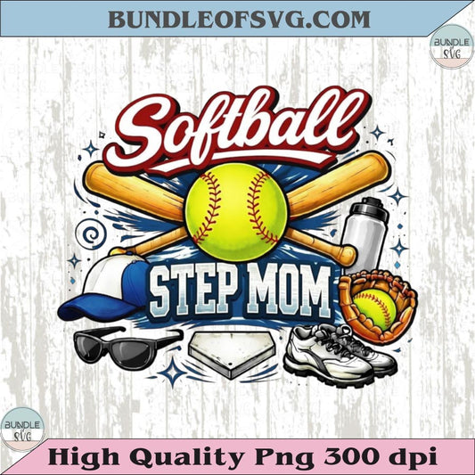 Softball Step Mom PNG Design Vintage Softball Step Mom T-Shirt