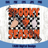 Spooky Season Png Checkered Retro Halloween Svg Ghost Boo Png