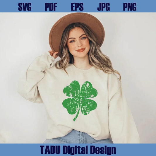 St Patricks Day Grunge 4 Leaf Clover Distressed Shamrock Png