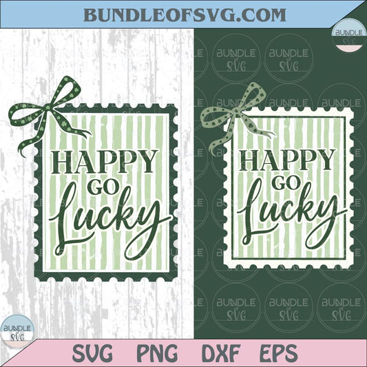 St Patricks Day Happy Go Lucky Postage Stamp Png Coquette Vintage