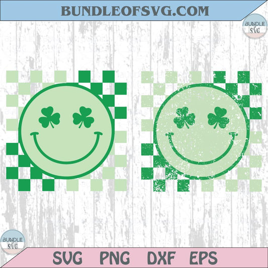 St Patricks Day Png Checkerred Shamrock Eyes Smiley Face Png