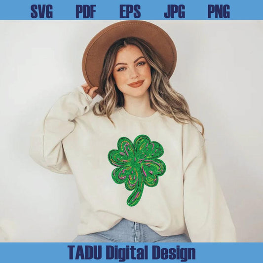 St Patricks Day Shamrock Sequin St Pattys Day Four Leaf Clover Png