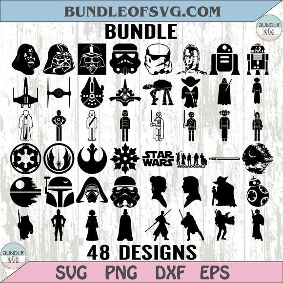 Star Wars Svg Bundle Star Wars Silhouette Vector Dxf Cutting Png
