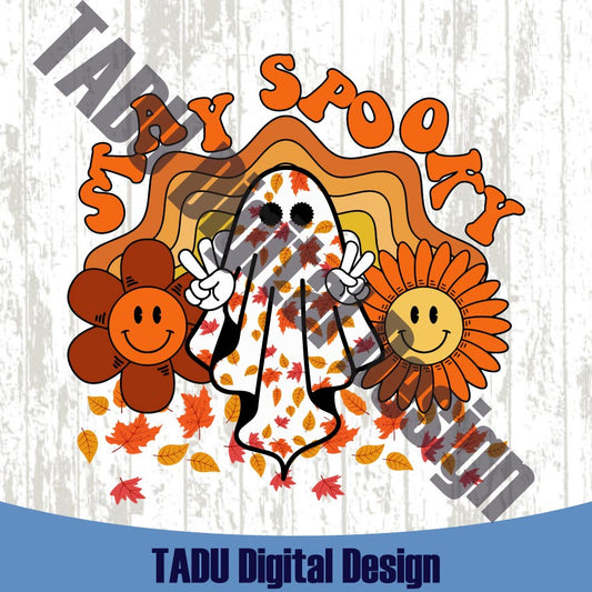Stay Spooky Png Halloween Fall Doodle Floral Checker Collage Png