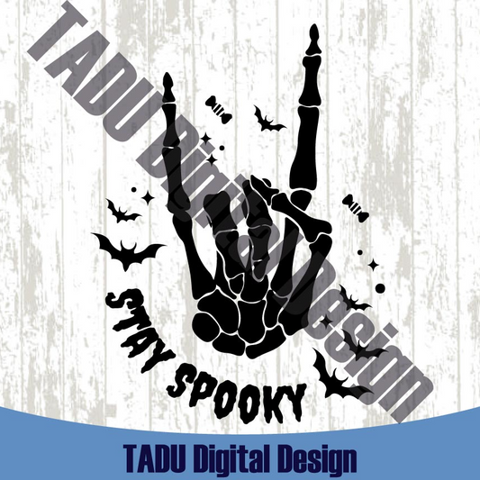 Stay Spooky Svg Rock Skeleton Halloween Svg Spooky Season Png