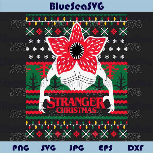 Stranger Christmas Demogorgon Png Retro 80s Stranger Things Svg