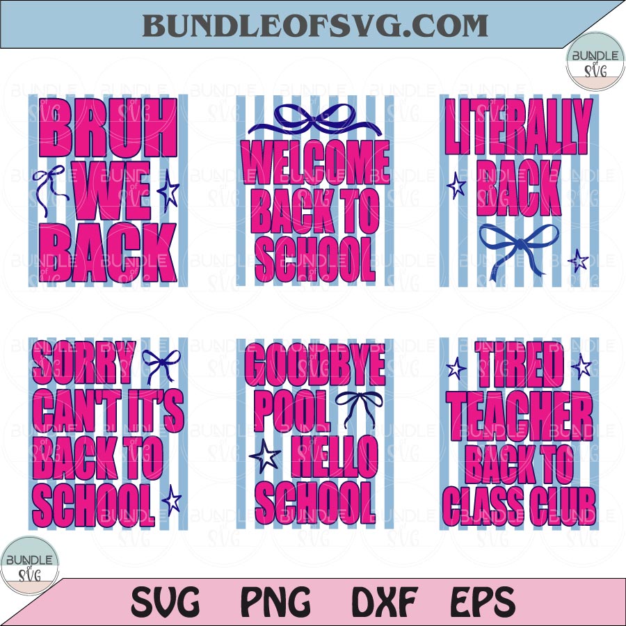Striped Back to School SVG Bundle Teacher Png Funny Back To School