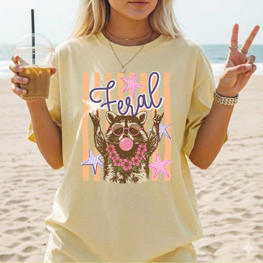 Striped Feral Raccoon Summer Png Girly Preppy Summer Raccoon
