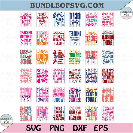 Striped Teacher Appreciation Svg Bundle Stripes Teacher Png