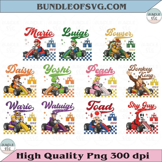 Super Mario Png Bundle Mario Family Matching Gamer Outfit Mario Kart