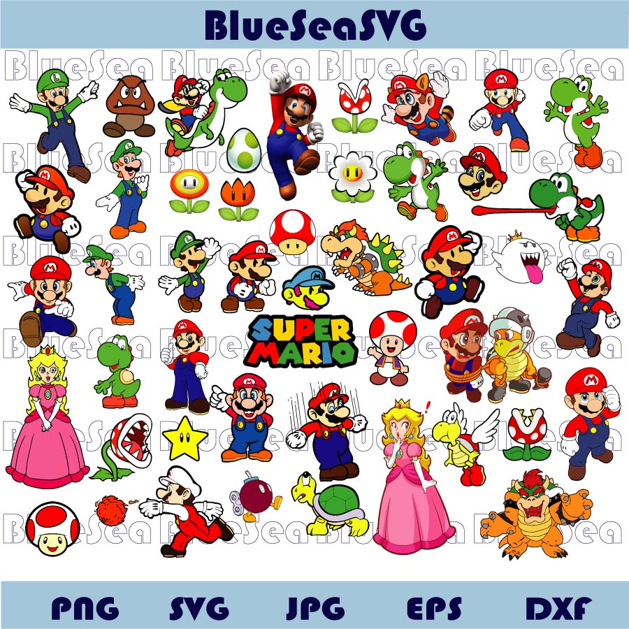 Super Mario SVG PNG Bundle Super Mario Png Super Mario Clipart