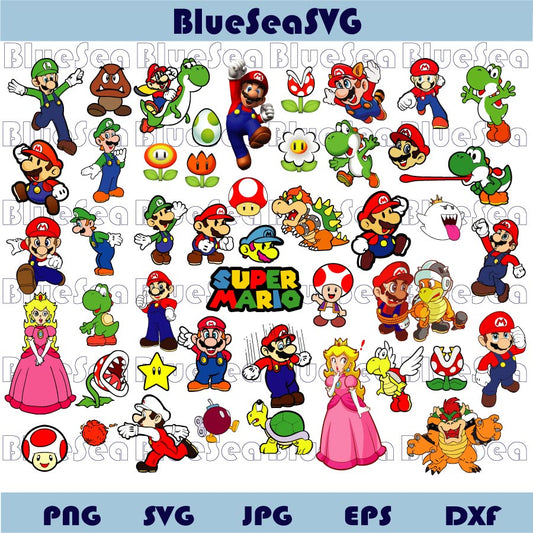 Super Mario SVG PNG Bundle Super Mario Png Super Mario Clipart