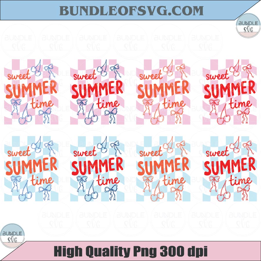 Sweet Summer Time Png Bundle Checkered Strawberry Summer Svg