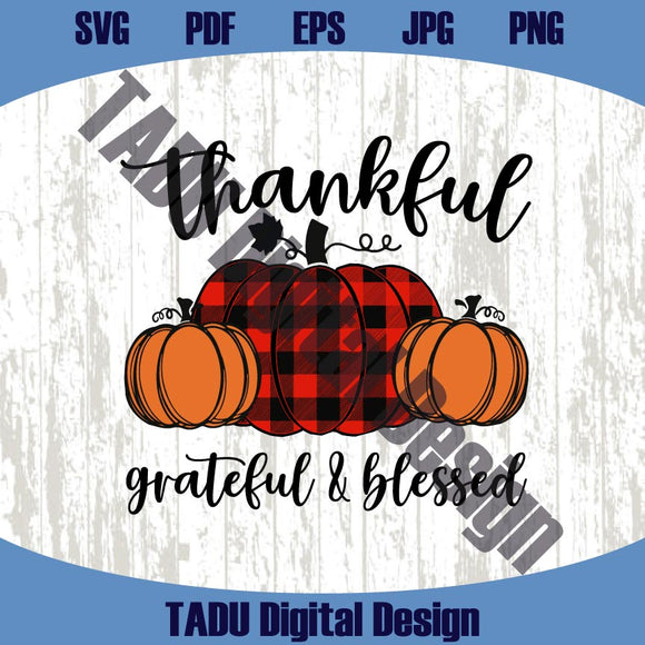 Thankful Svg Plaid Pumpkin Thanksgiving Png Thankful Png Cricut