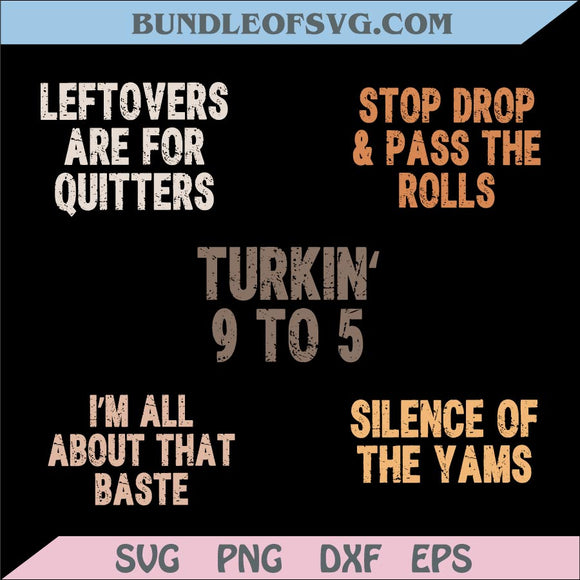 Thanksgiving Svg Bundle Turkin 9 to 5 Png Distressed Turkey Day Png