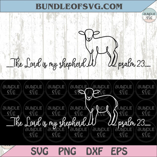 The Lord Is My Shepherd Svg Lineart Psalm 23 Retro Christian Svg