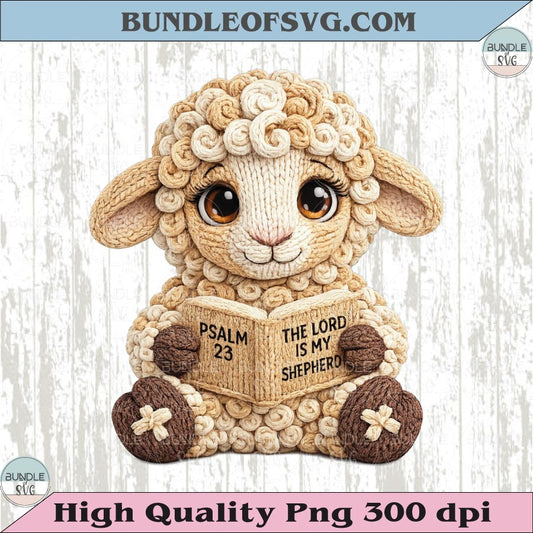 The Lord is my Shepherd Png Faux yarn Christian Kids Easter Png