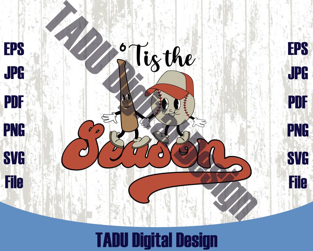 Tis the Season Png Retro Baseball Characters Png Baseball Svg Png