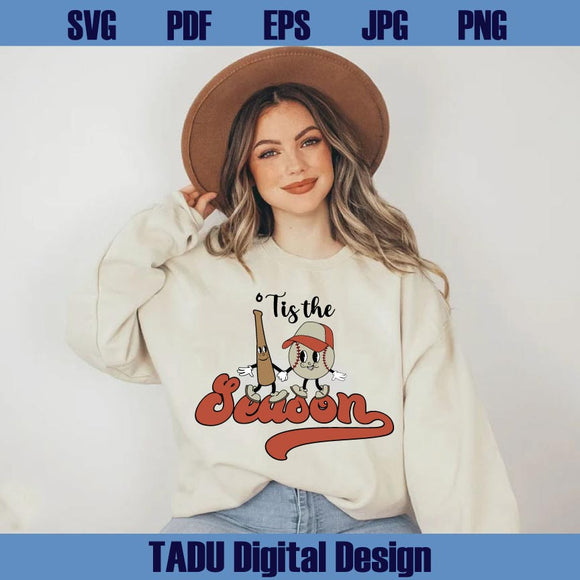 Tis the Season Png Retro Baseball Characters Png Baseball Svg Png