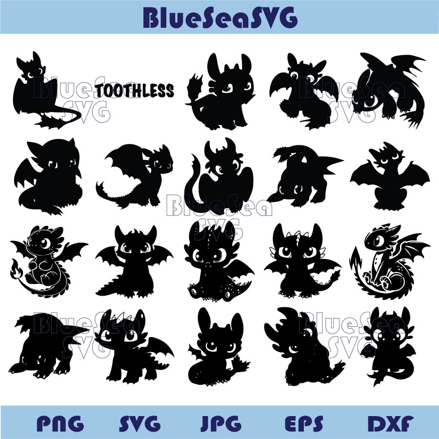Toothless Svg Bundle Toothless Dragon Svg Night Fury Silhouette Dxf