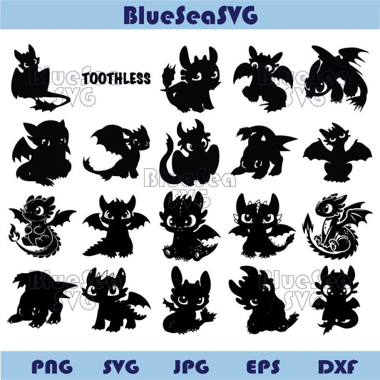 Toothless Svg Bundle Toothless Dragon Svg Night Fury Silhouette Dxf