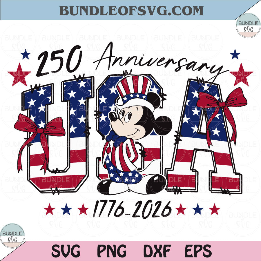 USA 250th Anniversary Mickey Mouse PNG 1776-2026 Patriotic Disney