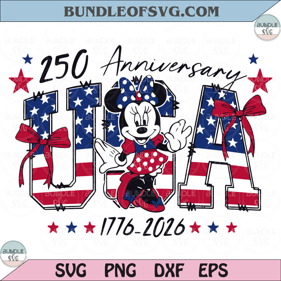 USA 250th Anniversary Minnie Mouse PNG 1776-2026 Patriotic Disney Png