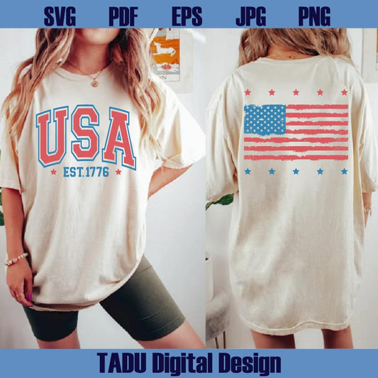 USA Est 1776 Svg Retro 4th Of July Svg Distressed American Flag Png