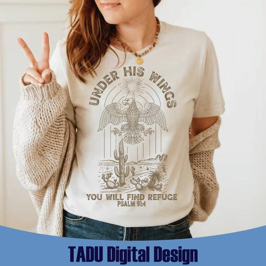 Under His Wings You Will Find Refuge Png Retro Western Christian Svg