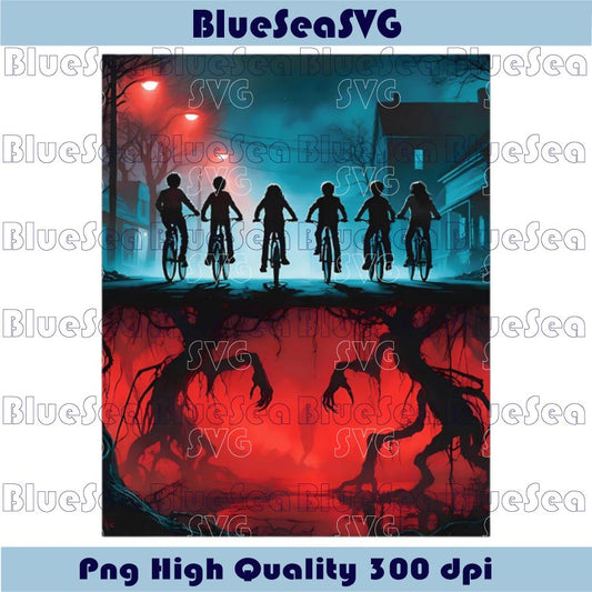 Upside Down Kids Ride Bike Png Friends Stranger Things Art Png