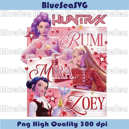 Valentine Huntrix Svg KPop Demon Hunters Lover Png Saja Girls Png