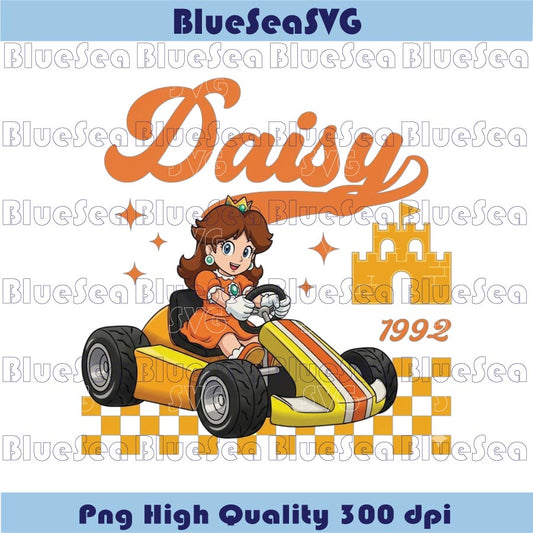 Vinatge Daisy Princess Kart Racing PNG 1992 Super Mario Daisy
