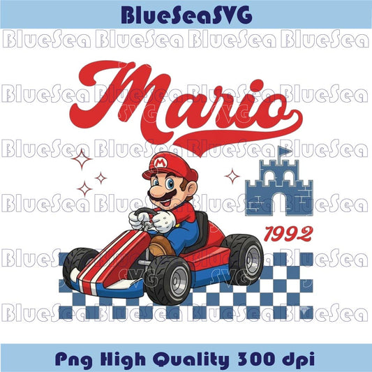 Vinatge Mario Kart Racing PNG 1992 90s Super Mario Png Castle