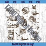 Vintage 90s Tattoo Cat Png Retro Kitten Nature Svg Cat Lover Gift Png