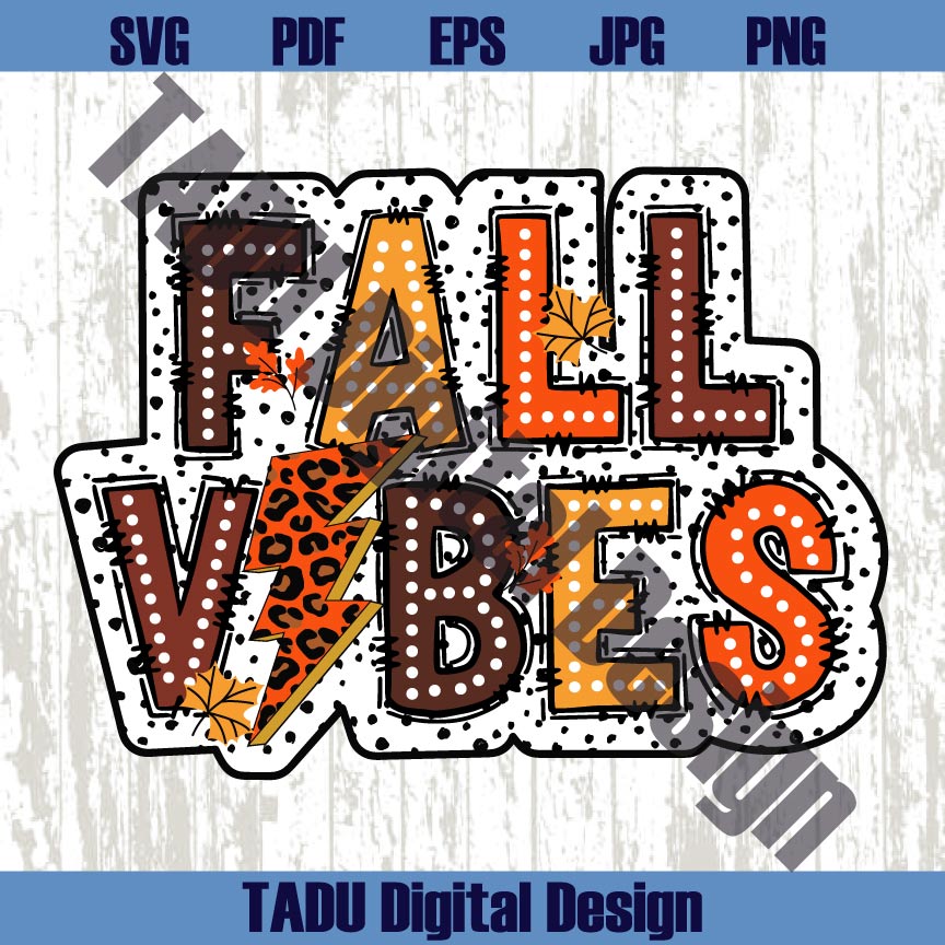 Vintage Fall Vibes Png Doodle Dots Autumn Leopard Bolt Fall Vibes