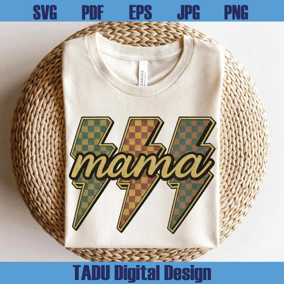Vintage Lightning Checkered Mama Png Lightning Bolt Mama Png