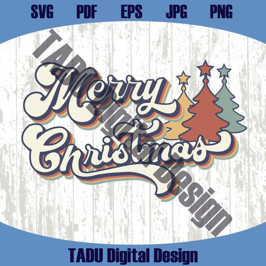 Vintage Merry Christmas Svg Retro Merry Christmas Tree Png