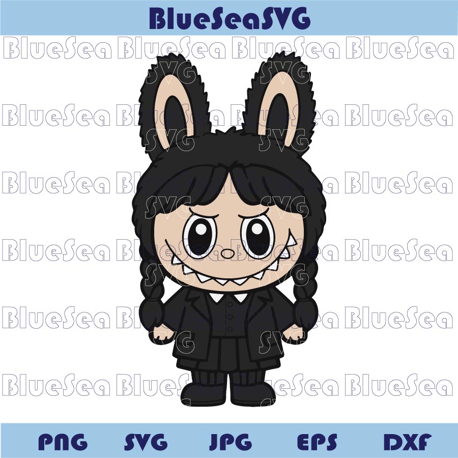 Wednesday Addams Labubu Svg Halloween Labubu Png Cute Doll Svg