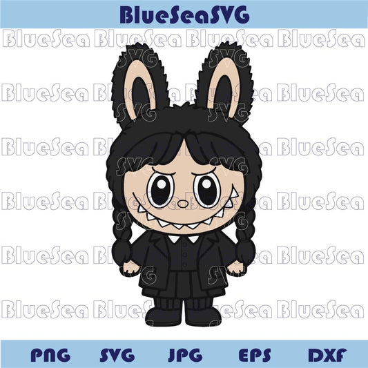 Wednesday Addams Labubu Svg Halloween Labubu Png Cute Doll Svg